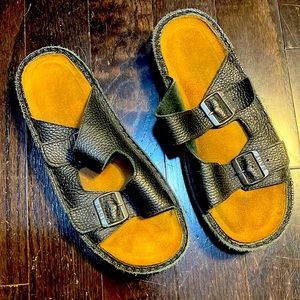 Teva Naot Birkenstock-style sandals, Size 42. Black real leather, Men’s/Unisex.